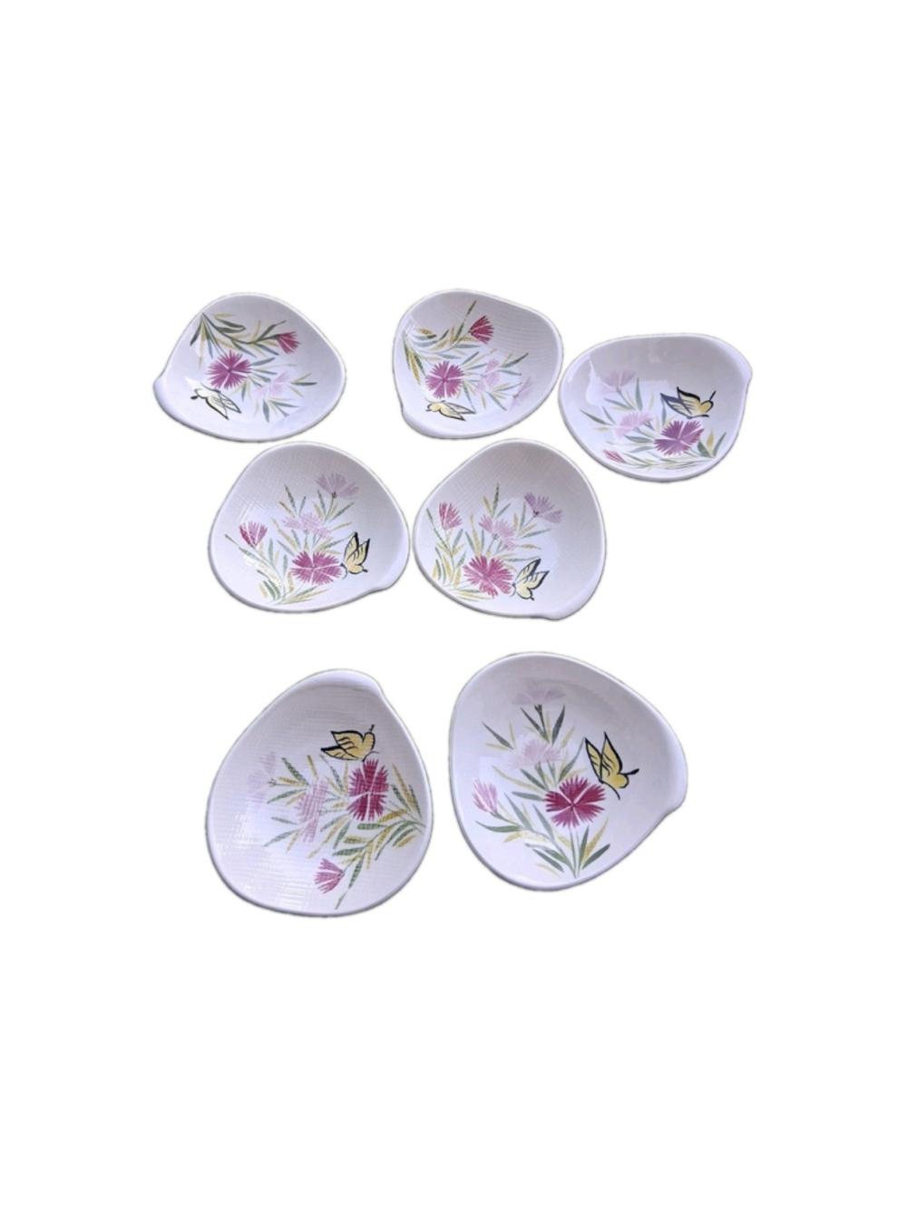 Red wing Hand Painted Pink Spice pottery bowls X 7